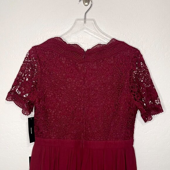 Lulus Burgundy Angel in Disguise Lace Skater Dress Size XL NWT - Picture 7 of 8